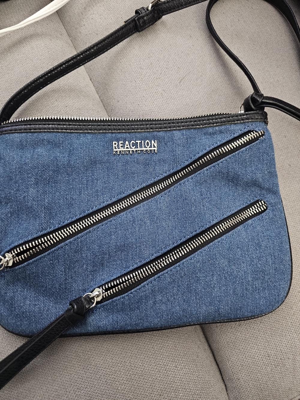 Kenneth Cole Reaction Blue Denim Crossbody with Black Strap